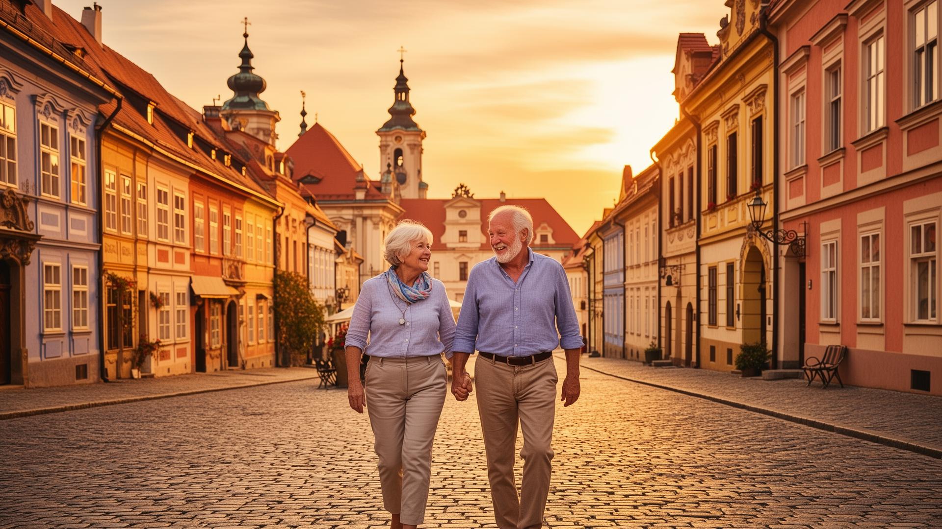 Šťastný pár na důchodu v Česku